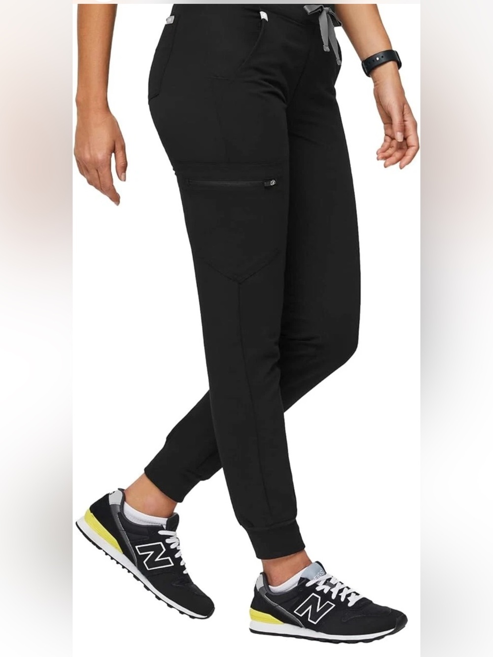 FIGS Black Zamora Jogger Scrub Pants Stretch Cargo Womens Size M Regular NWT NEW